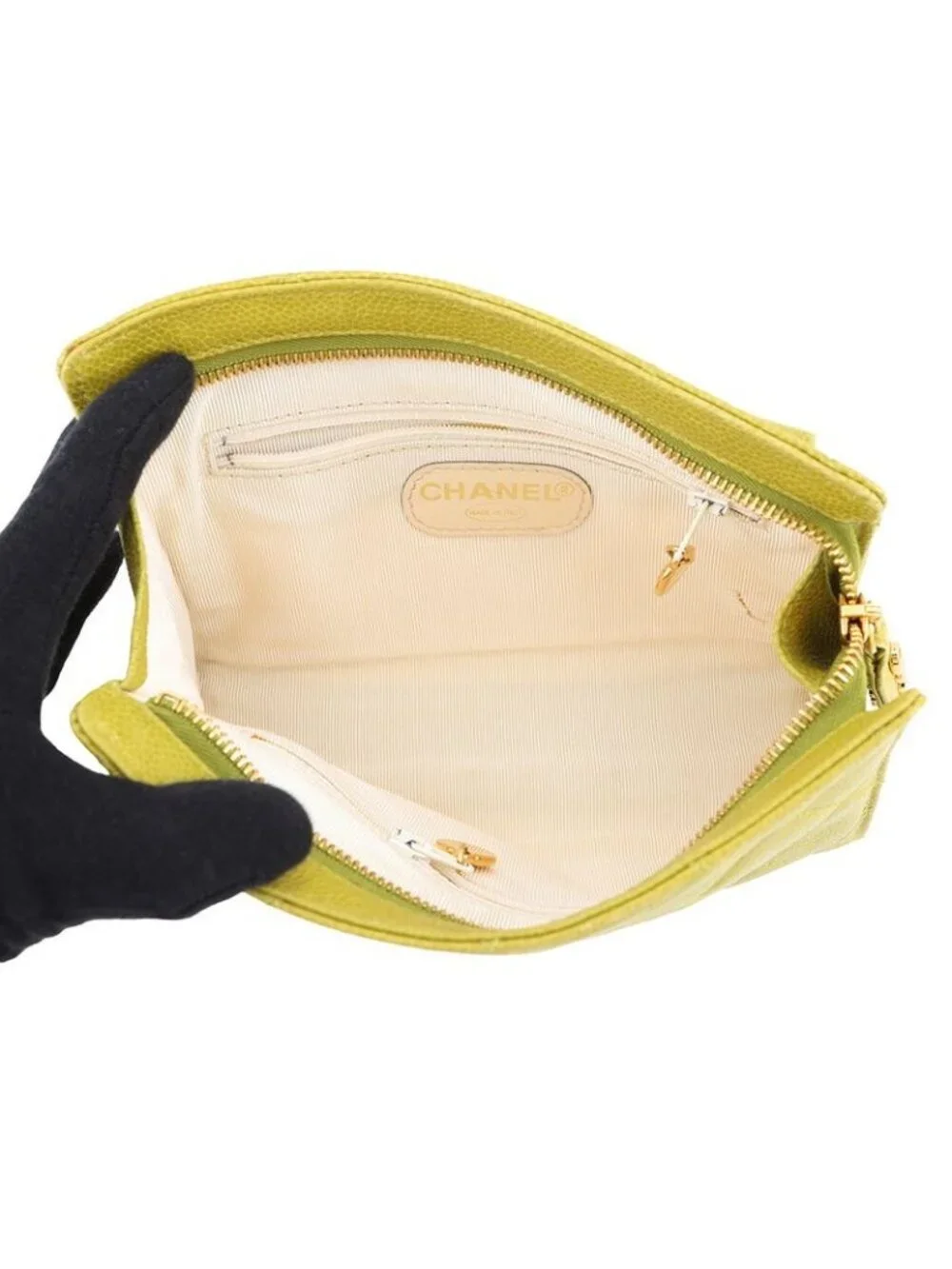 Chanel Waist Bag Quilted Caviar Leather Pouch Light Green - Picture 5 of 10